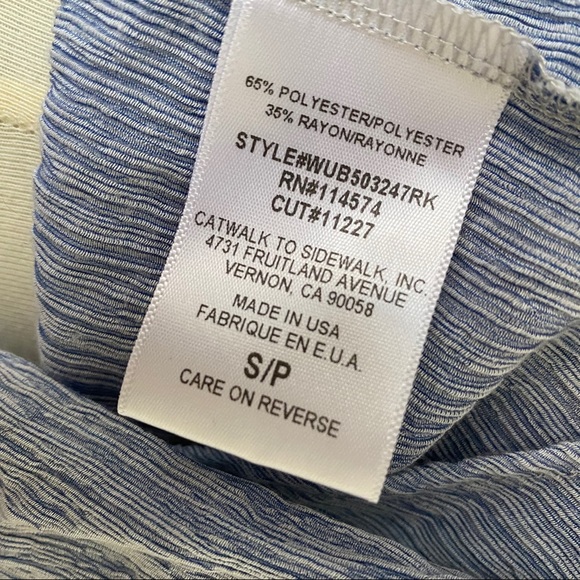 Pleione Cold Shoulder Blue Tunic Top Striped S - Picture 7 of 9